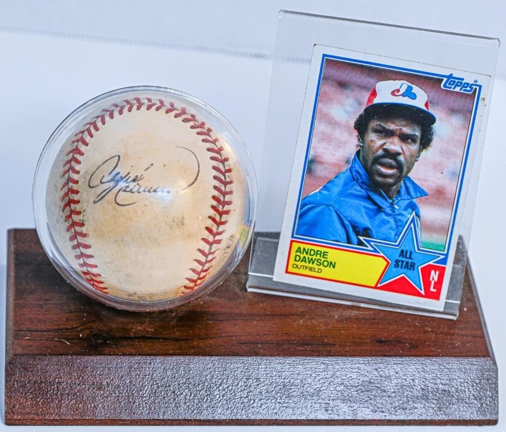 Andre Dawson Montreal Expos Autographed Baseball on Stand with Card - Black Ink - Hall of Fame (1 of 6)