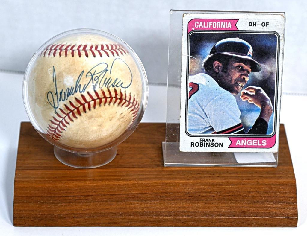 Frank Robinson Los Angeles Angels Autographed Baseball on Stand with Card - Blue Ink - Hall of Fame (1 of 6)