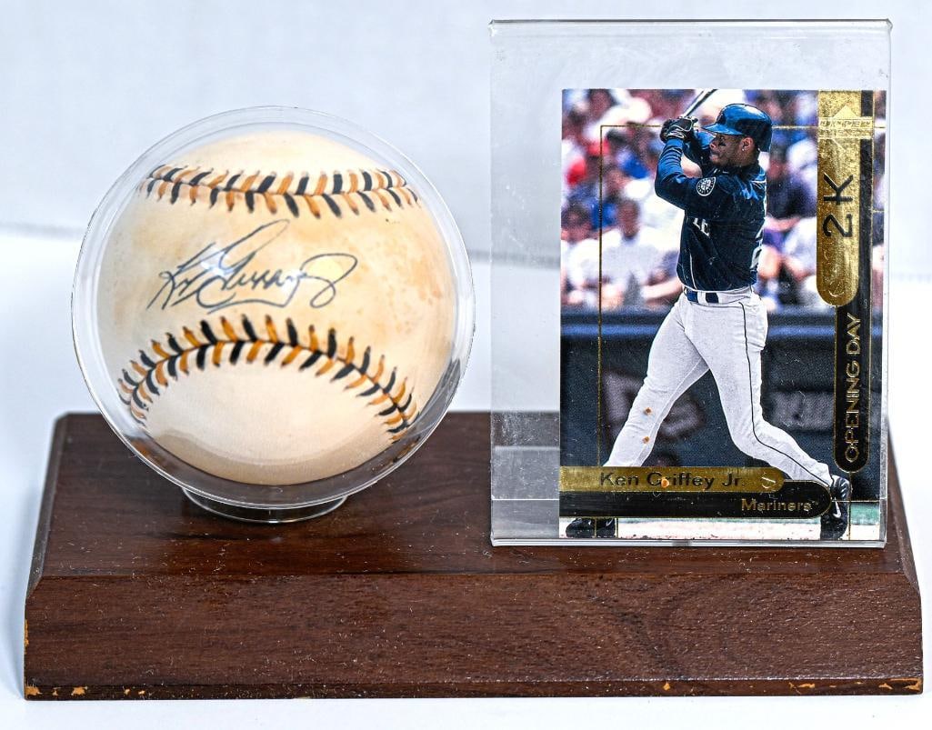 Ken Griffey Jr. Seattle Mariners Autographed Baseball on Stand with Card - Black Ink - Hall of Fame (1 of 9)