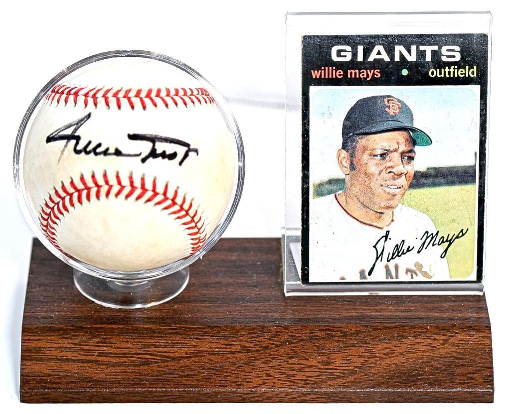 Willie Mays San Francisco Giants Autographed Baseball on Stand with Card - Black Ink - Hall of Fame (1 of 7)