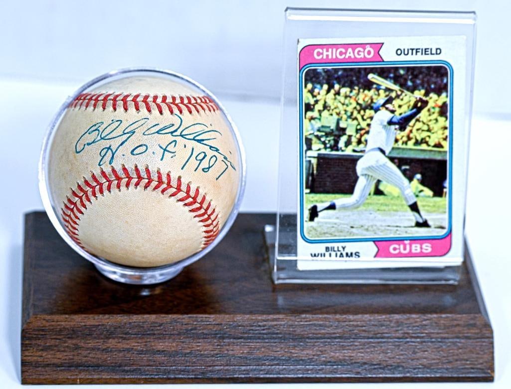 Billy Williams Chicago Cubs Autographed Baseball HOF 1987 on Stand with Card - Blue Ink -HOF (1 of 7)