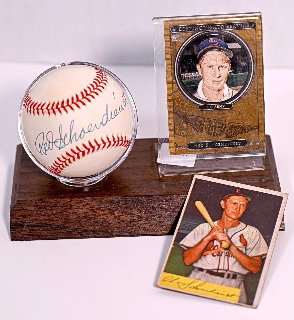 Albert Fred Schoendienst St. Louis Cardinals Autographed Baseball on Stand Card - Blue Ink - HOF (1 of 10)