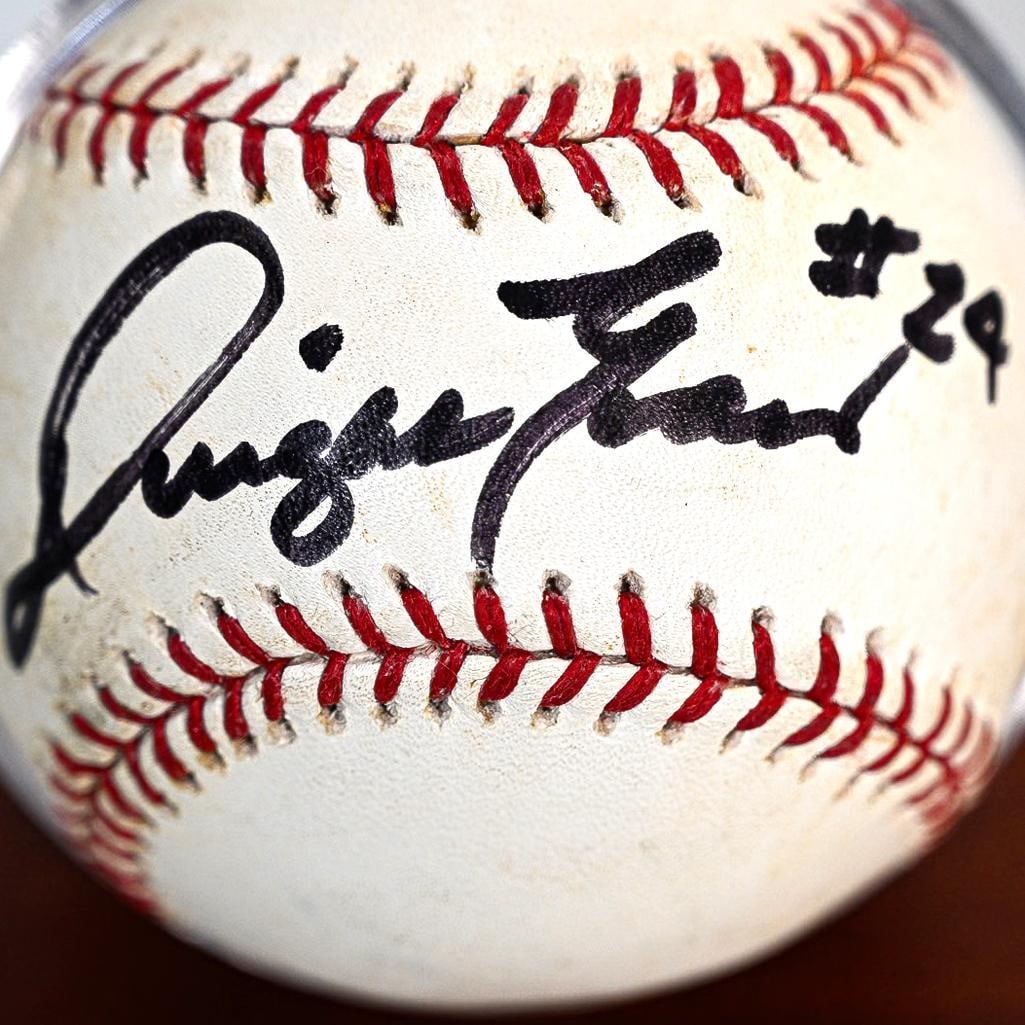 Dwight Evans Boston Red Sox Autographed Baseball on Stand with Card - Black Ink (1 of 6)