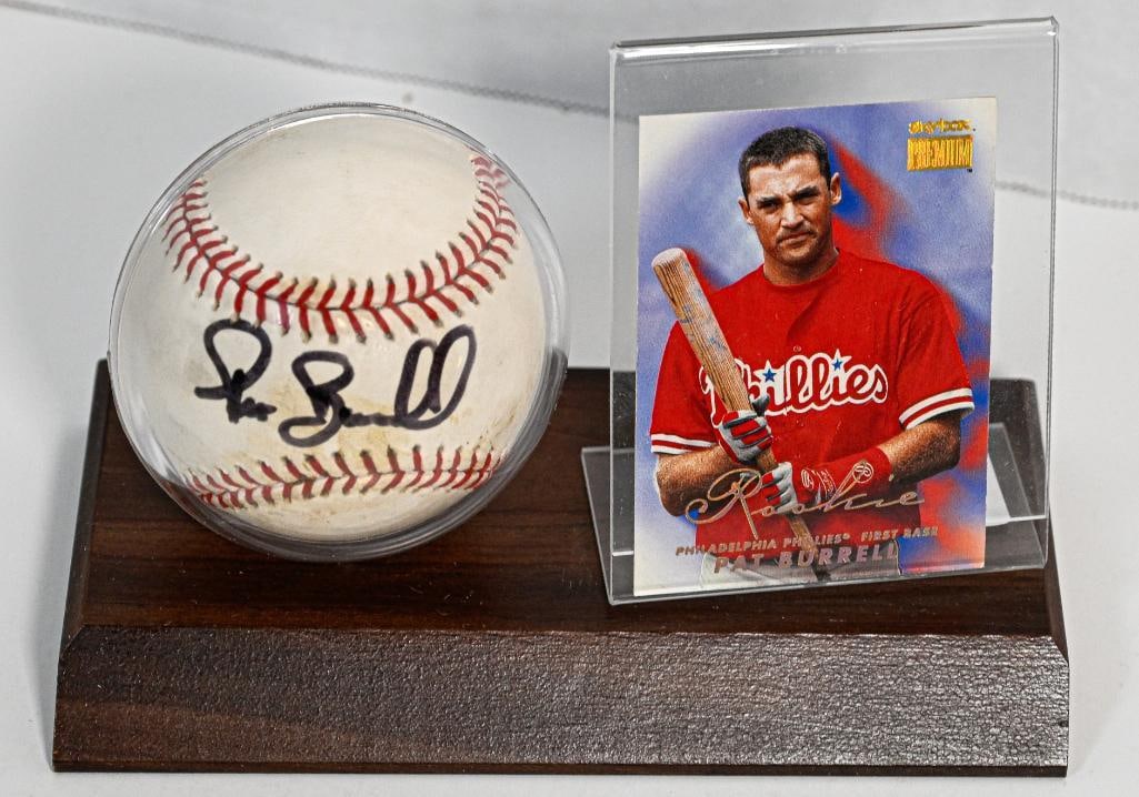 Pat Burrell Philadelphia Phillies Autographed Baseball on Stand with Card - Black Ink (1 of 7)