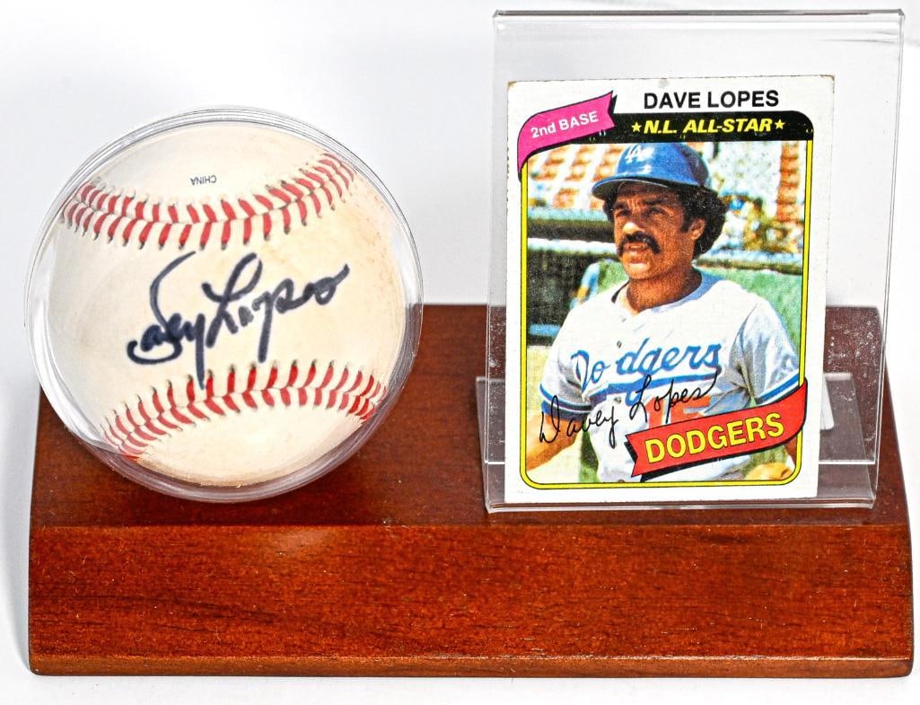 Dave Lopes Los Angeles Dodgers Autographed Baseball on Stand with Card - Black Ink (1 of 6)