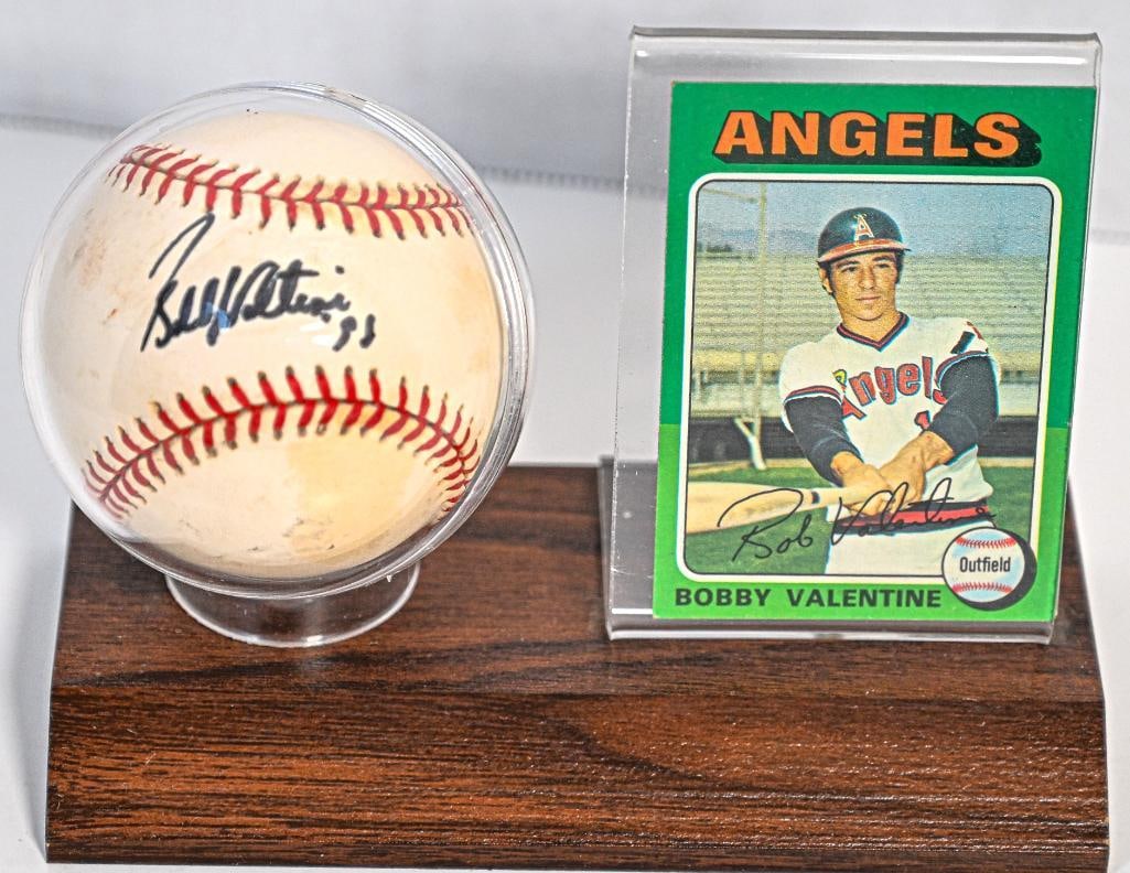 Bobby Valentine 93 Los Angeles Angels Autographed Baseball on Stand with Card - Black Ink (1 of 7)