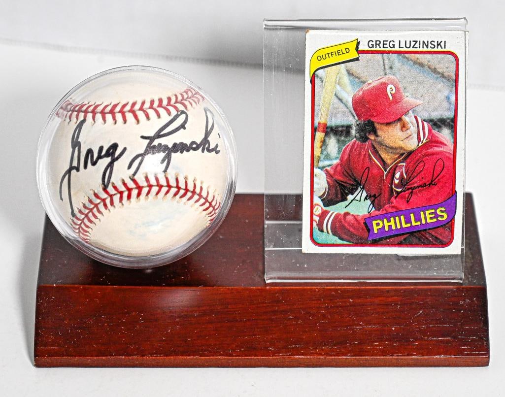 Greg Luzinski Philadelphia Phillies Autographed Baseball on Stand with Card= - Black Ink (1 of 8)