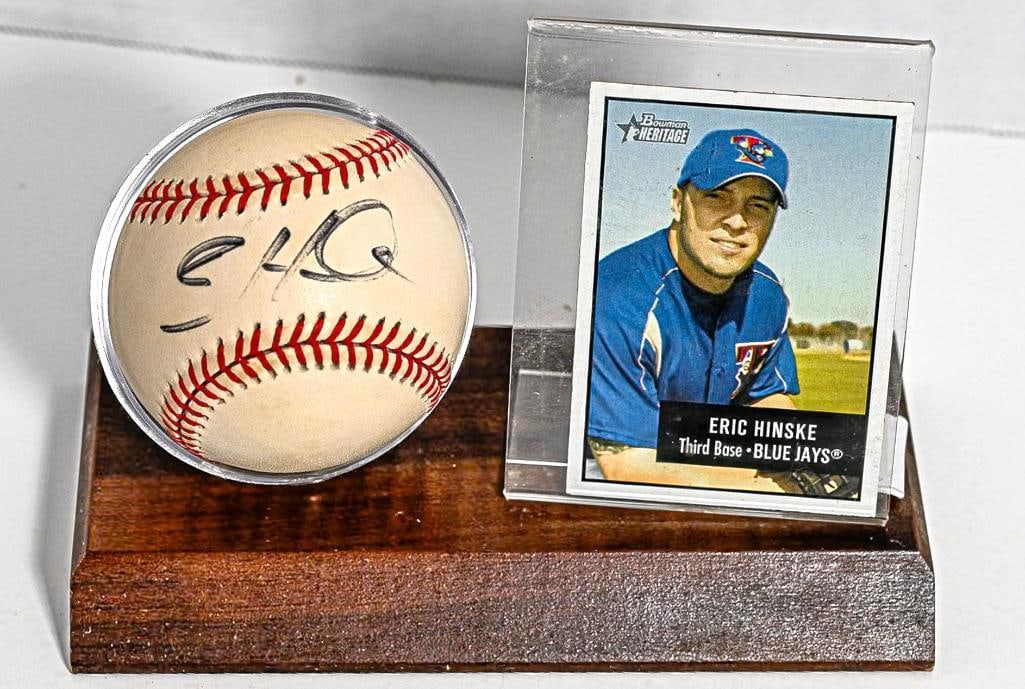 Eric Hinske Toronto Blue Jays Autographed Baseball on Stand with Card - Black Ink (1 of 6)