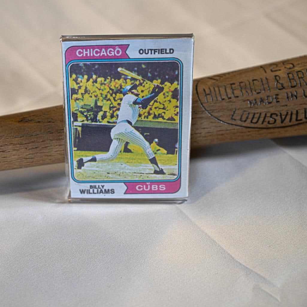 Billy Williams Chicago Cubs HillerRich & Bradsby Billy Williams Beige - 34 Inch Bat - and card Hall  (1 of 8)