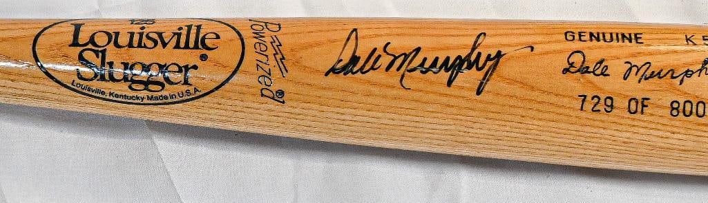 Dale Murphy Philadelphia Phillies Autographed Bat Louisville Slugger K55 - 34 Inch Bat - Black Ink: This rare and highly coveted AUTHENTIC collector’s autographed Bat Louisville Slugger K55 - 34 Inch Bat by Dale Murphy from Philadelphia Phillies plus card represents a piece of Baseball History
