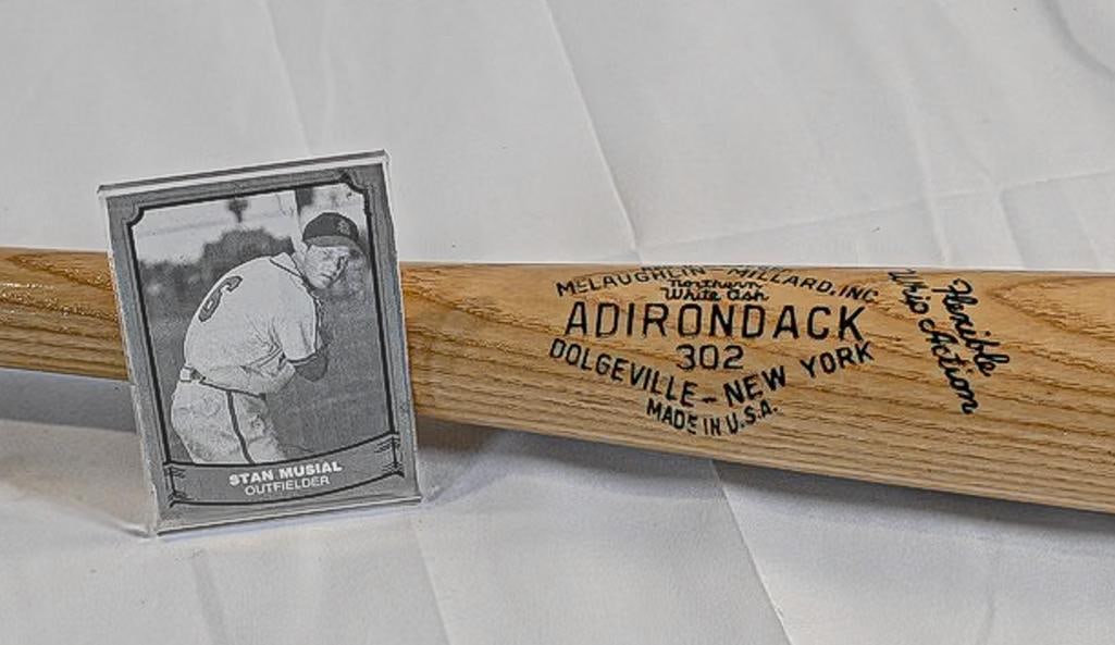 Stan Musial St. Louis Cardinals Adirondack Stan Musial Personal Model Made in Dolgeville- New York -: This rare and highly coveted AUTHENTIC collector’s Bat Adirondack Stan Musial Personal Model Made in Dolgeville New York - 34 Inch Bat by Stan Musial from St. Louis Cardinals PLUS CARD represent