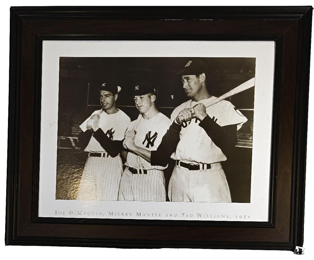 Joe DiMaggio, Mickey Mantle, Ted Williams New York Yankees/Boston Red Sox 38x32 inch framed with 4 i (1 of 7)