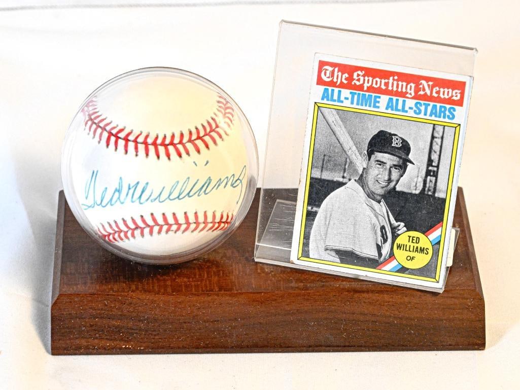 Ted Williams Boston Red Sox Autographed Baseball on Stand with Card - Blue Ink - Hall of Fame (1 of 9)