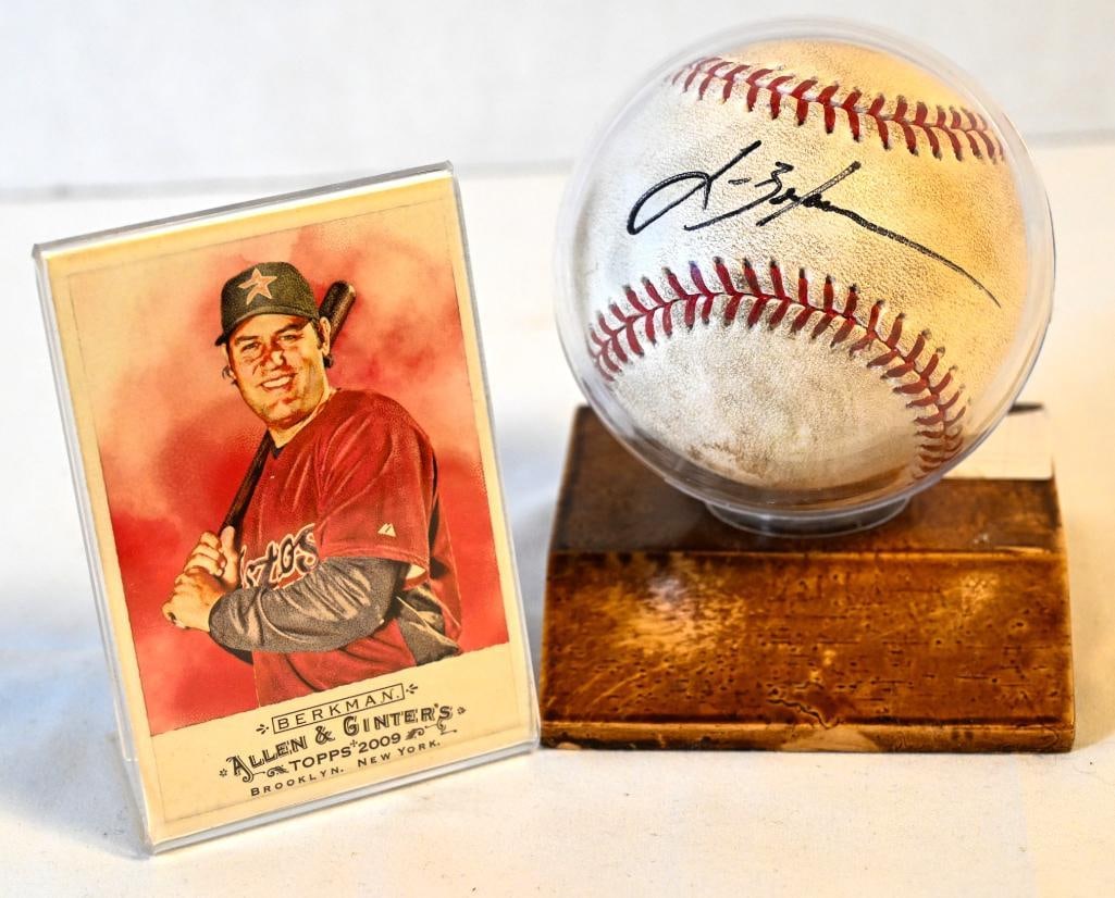Lance Berkman Houston Astros Autographed Baseball Ball in Stand - Black Ink (1 of 8)