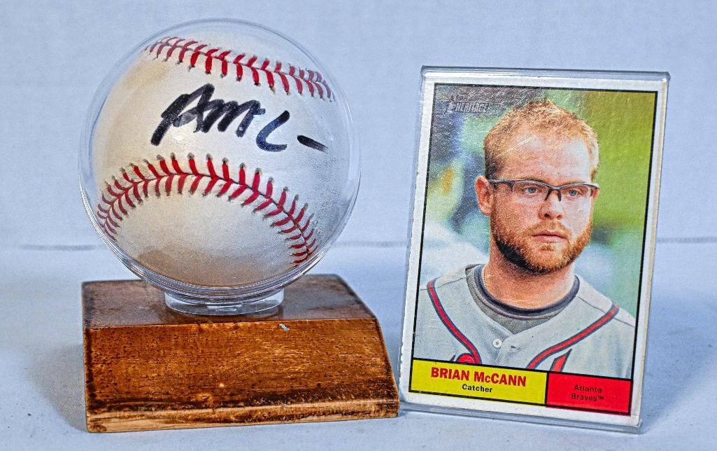 Brian McCann Atlanta Braves Autographed Baseball -with card and stand - Black Ink (1 of 8)