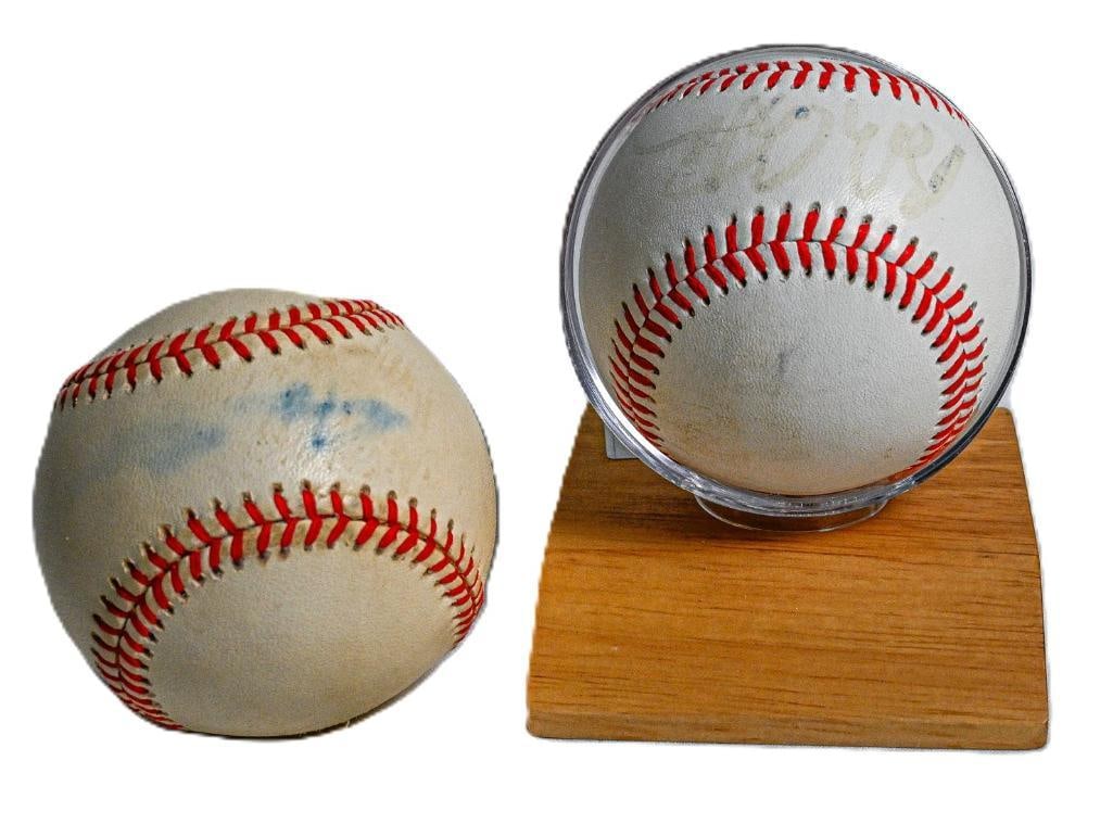 Autographed Baseball Lot of 2 Unknown Signed Baseballs with Heavy Faded Signatures - Gold Ink (1 of 9)