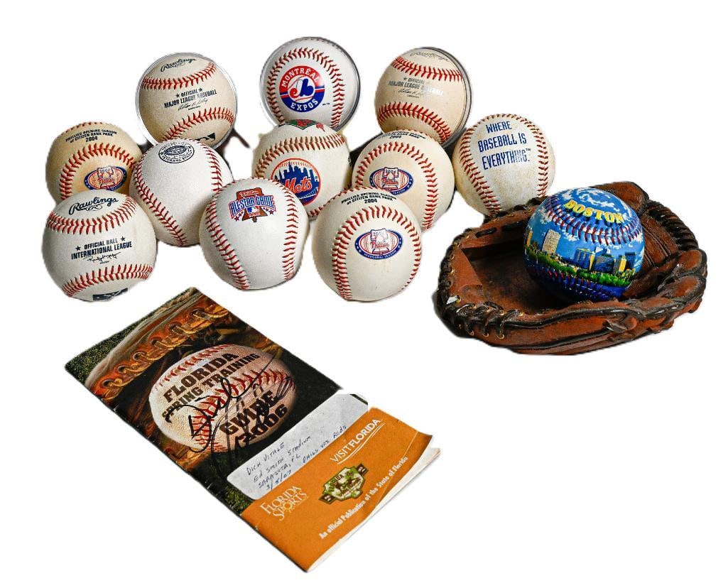 Lot of 12 Baseballs - Opening Day balls, Boston Ball, with Ceramic Glove Mit Display Piece Dick Vita (1 of 6)