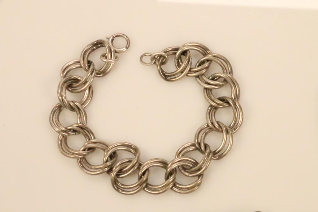 Lot of 3 Sterling Silver Chain Link Bracelets 88 grams: Lot of three HALLMARKED STERLING silver chain bracelets, approximately 7" long. For men or women
