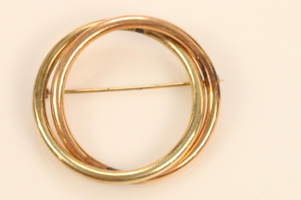 14kt gold filled brooch 16.6 grams: Brooch, 14K gold-filled 1.75" diameter