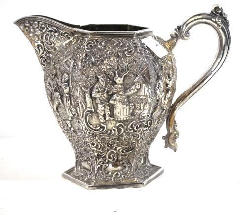 Antique Repousse Holland Large Silver over Copper Large pitcher (1 of 4)