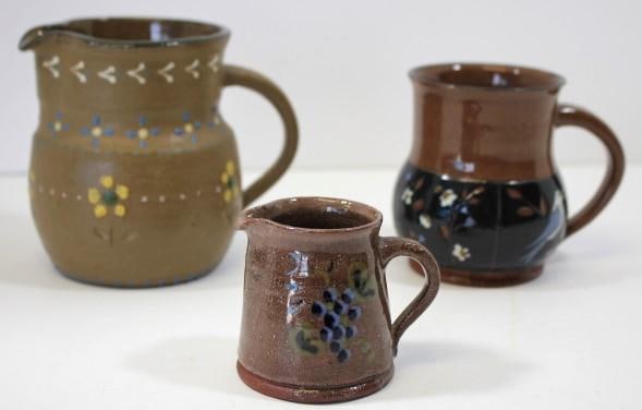 Folk Art Redware Pottery Lot (1 of 4)