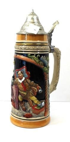 VINTAGE direct from GERMANY Ceramic Beer Stein with Stamped Metal Lid (1 of 5)