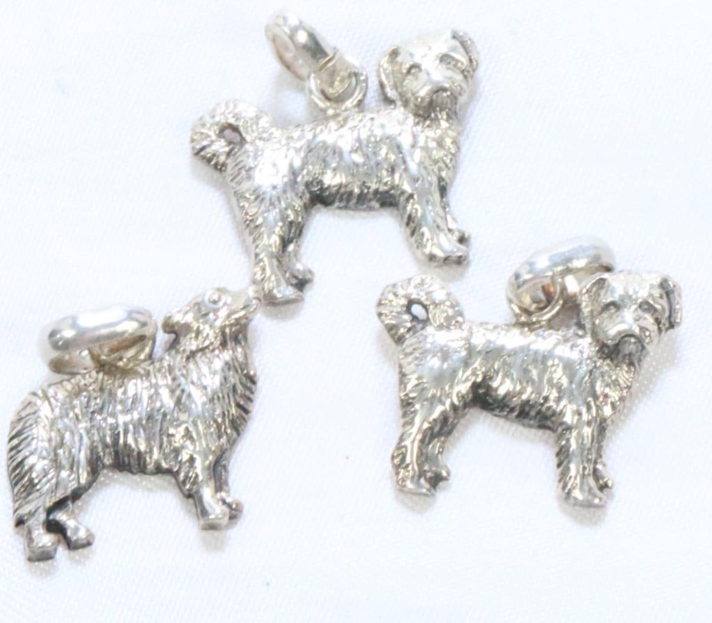 Lot of 3 solid sterling silver dog charms 20.1 grams (1 of 5)