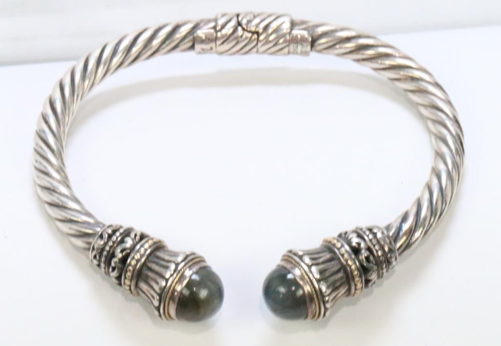 18kt Gold Sterling Silver Robert Manse Labradorite cuff bracelet 31.3 grams (1 of 8)