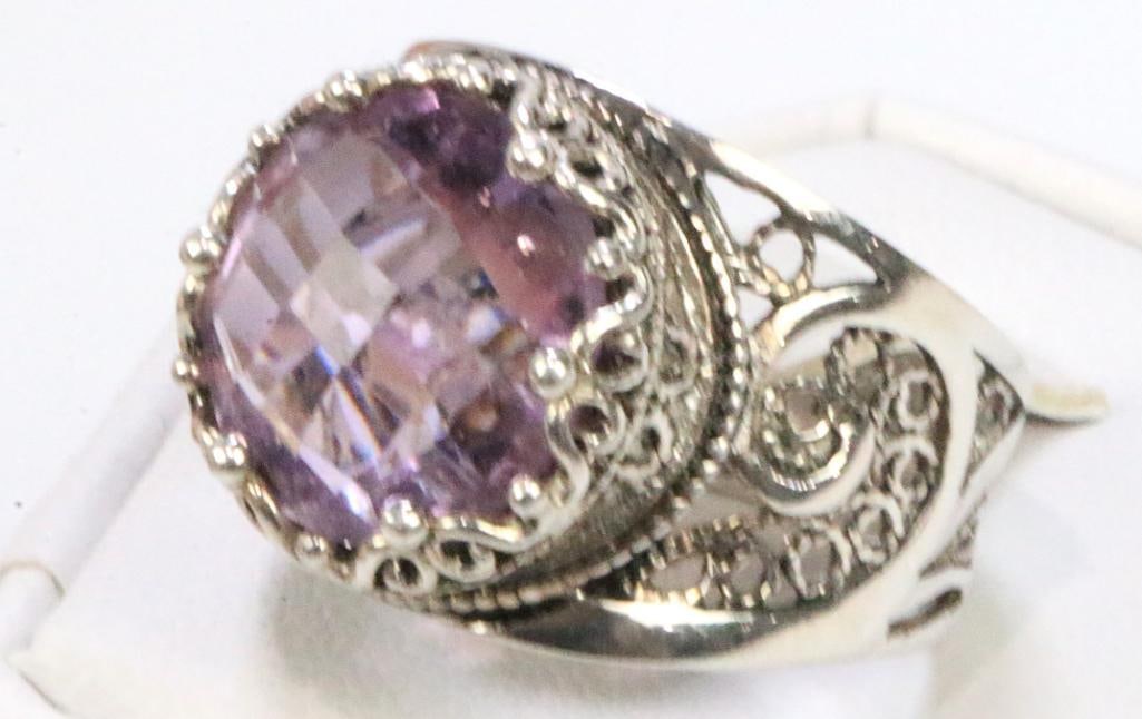 Georgiou Sterling Silver Filigree Amethyst Ring sz  6.5 (1 of 6)