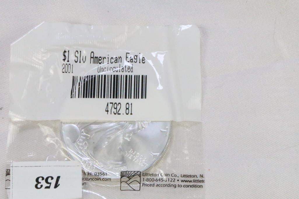 Uncirculated American silver Eagle Dollar coin 2001 (1 of 4)