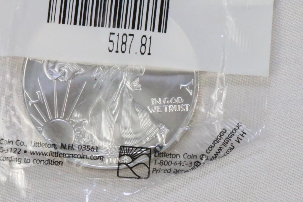 Uncirculated American silver Eagle Dollar coin 2004 (1 of 3)