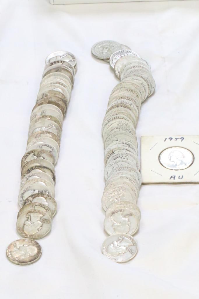 Large Lot of 69 Silver quarters (1 of 17)