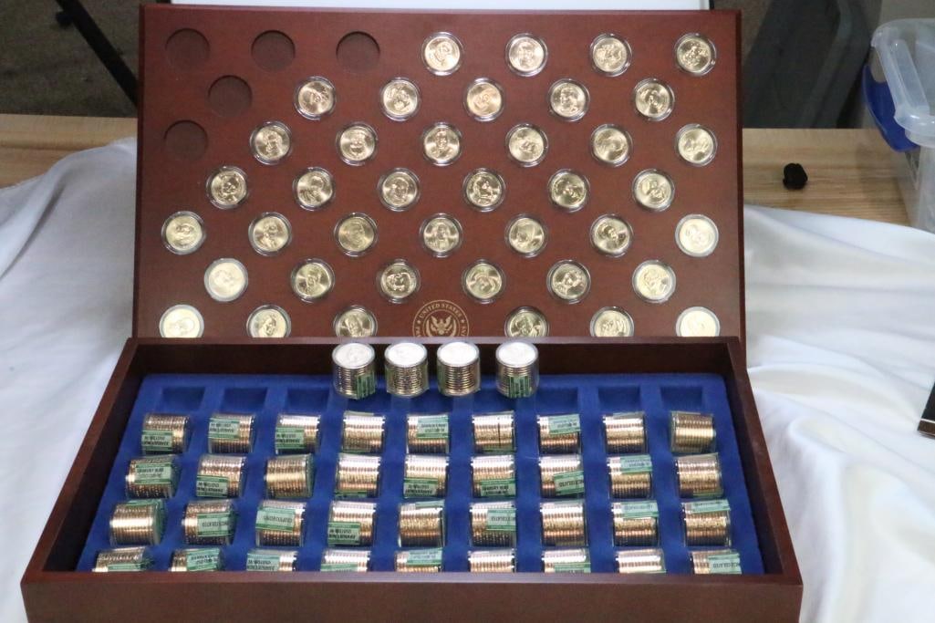 UNITED STATES PRESIDENTIAL DOLLARS Danbury Mint Boxed set of golden coins 40 Presidents Washington (1 of 20)