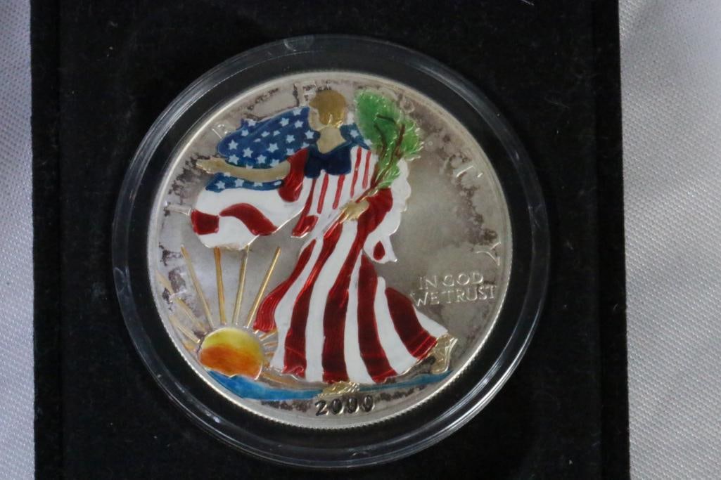 Color Enhanced Patriotic Walking Liberty silver coin year 2000 (1 of 3)