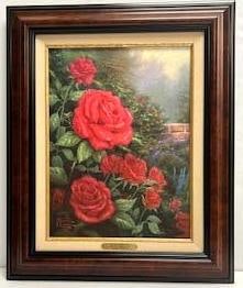 Thomas Kinkade "A Perfect Red Rose" THE ROSE COLLECTION II  Framed Canvas S/N Canvas Offset (1 of 14)