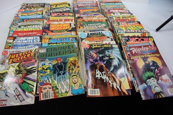 Lot of 99 Assorted DC & Marvel Comic Books from 80's & 90's, Including Harley Quinn, X-Men, & others (1 of 20)