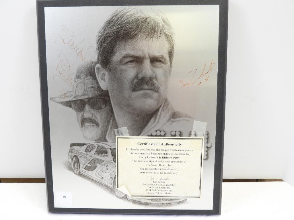 NASCAR Terry Labonte & Richard Petty signed photo plaque w/ COA (1 of 6)