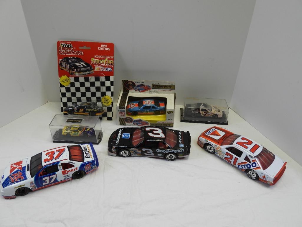 Lot of 7 assorted NASCAR diecast model stock cars, some in boxes or display case (1 of 5)