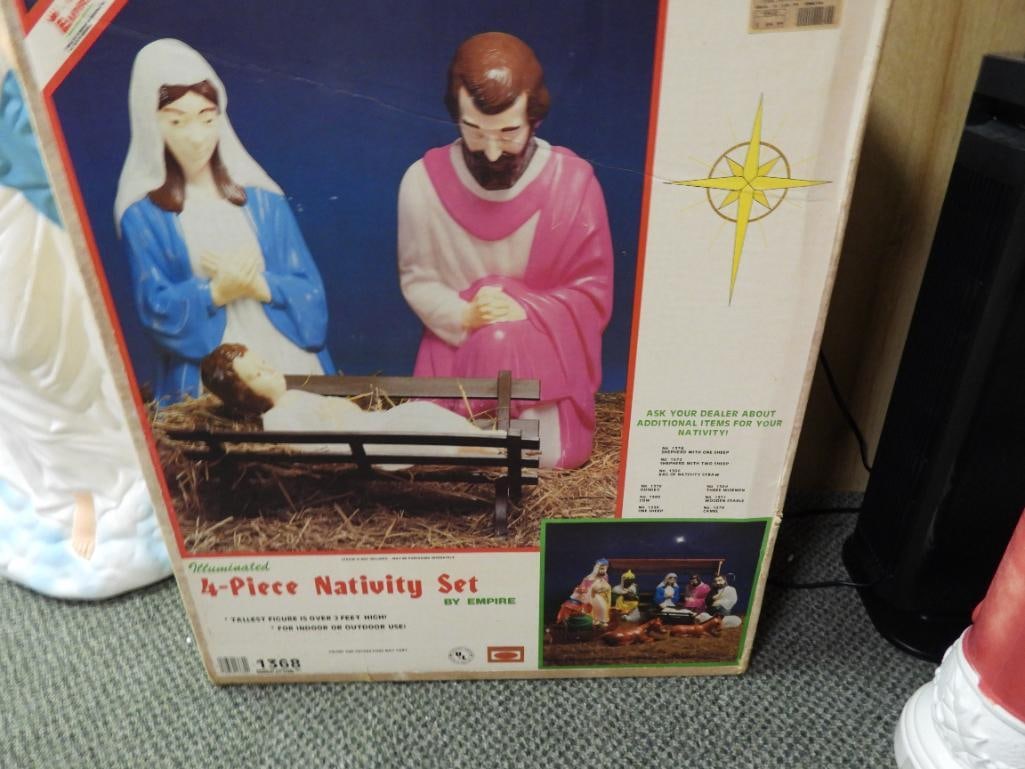 Lot of 7 indoor/outdoor Christmas blow mold light up Nativity set, Candles, & Angel (1 of 9)