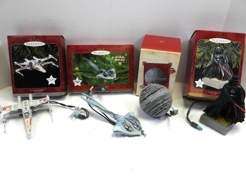 lot of 4 Hallmark Keepsake x Star Wars Christmas Ornaments, Including Darth Vader, many w/ light & s (1 of 5)