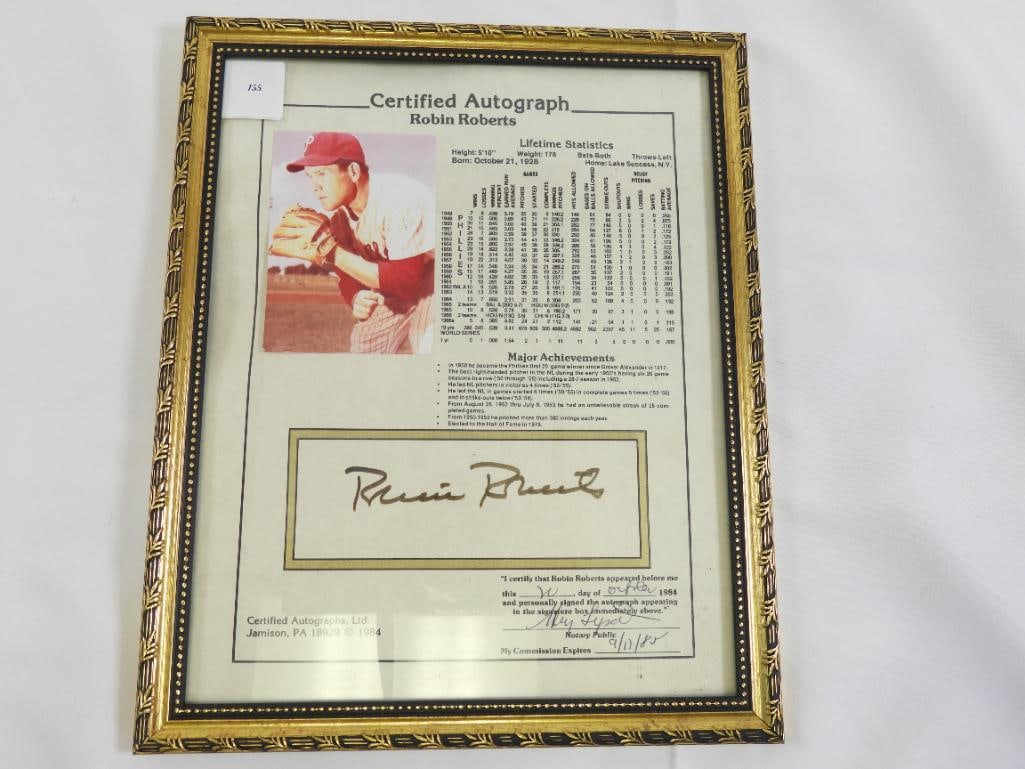 Robin Roberts Certified Autograph w/ player photo & lifetime statistics in wood frame (1 of 5)