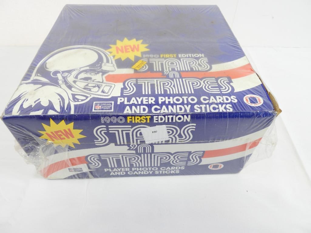 NFL Stars & Stripes 1990 First Edition Player Photo Cards & Candy sticks  SEALED case of 24 sealed b (1 of 4)