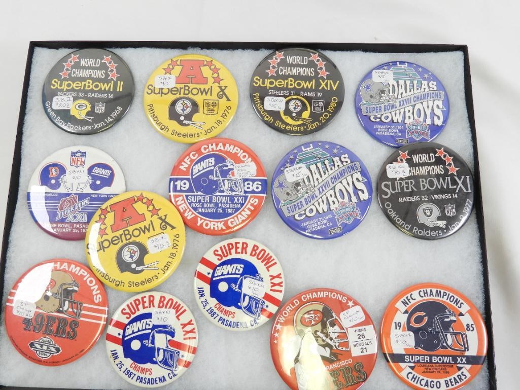 lot of 14 assorted championship NFL pins in display box, Penn State & more (1 of 7)