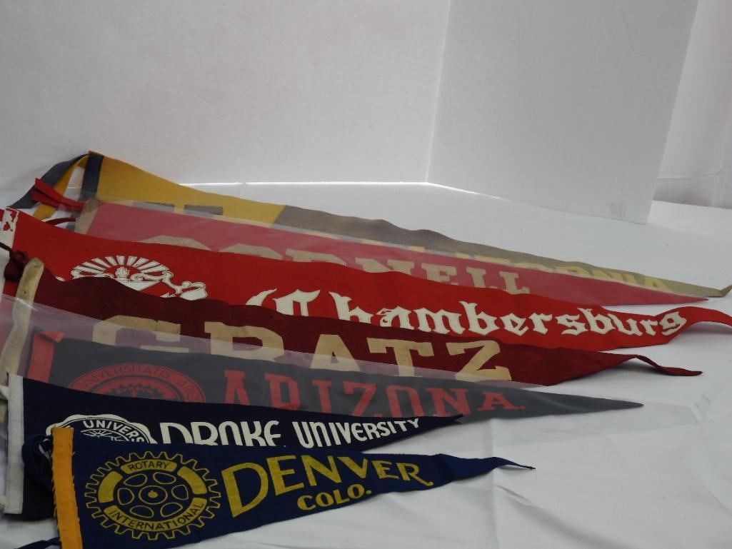 Lot of 7 assorted vintage college & others felt pennants, Drake, Arizona, & more.  (1 of 9)