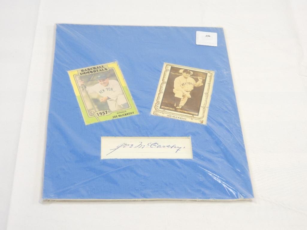 Joe McCarthy 1957 MLB cards & autograph on photo mat (1 of 3)