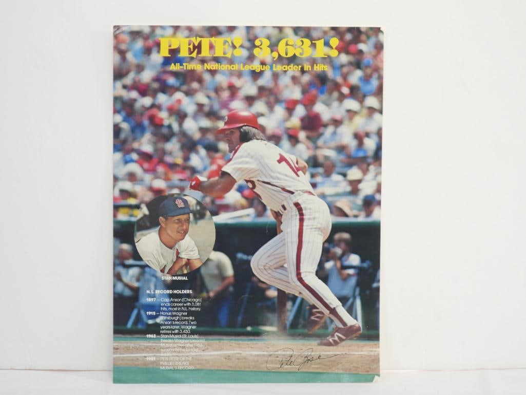 Pete Rose All Time National League Leader in Hits signed print w/ stats (1 of 4)
