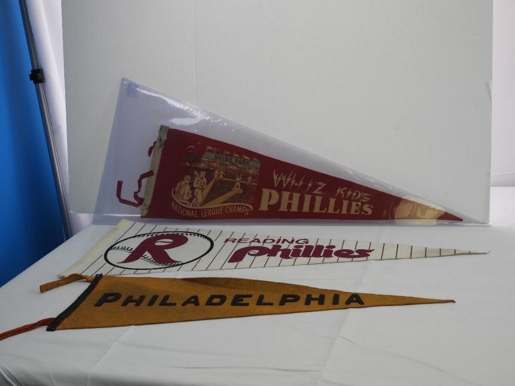 lot of 3 Vintage Kids Phillies, Reading Phillies, & Philadelphia pennants (1 of 5)