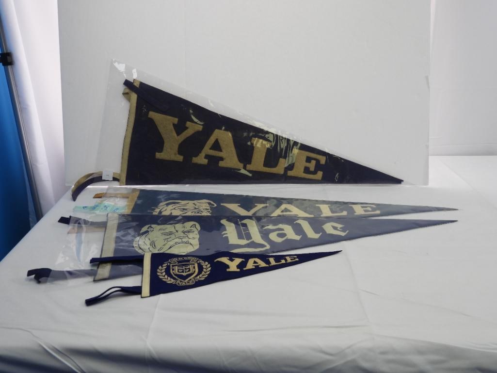 lot of 4 assorted Vintage Yale pennants  (1 of 6)