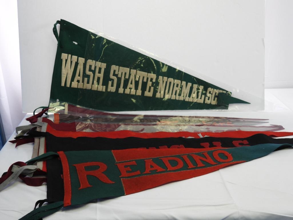 lot of 7 assorted Vintage high school/college pennants, Reading HS, Rensselear, & more! (1 of 9)