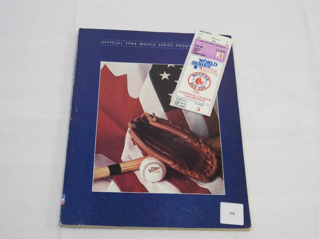 1986 World Series Official Program book & Game 3 ticket stub (1 of 5)
